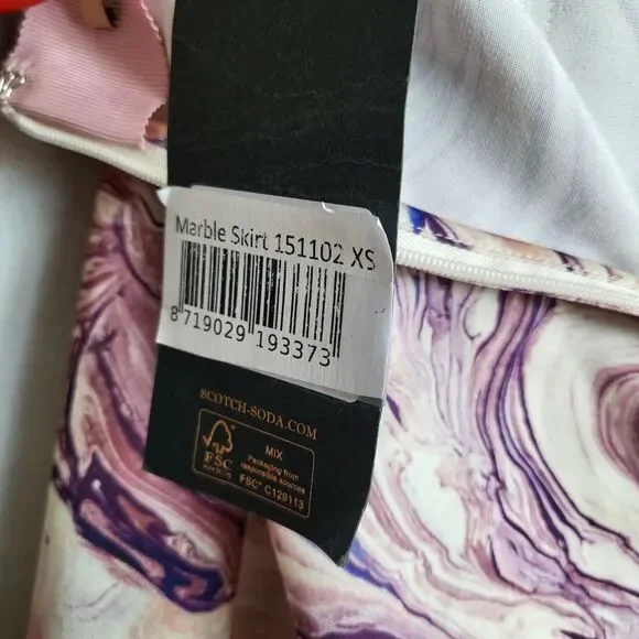 NWT SCOTCH & SODA Satin Feel Knotted Marble Midi Skirt Size XS - Picture 14 of 15